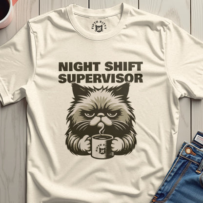 Night Shift Supervisor Cat Funny Vintage Shirt