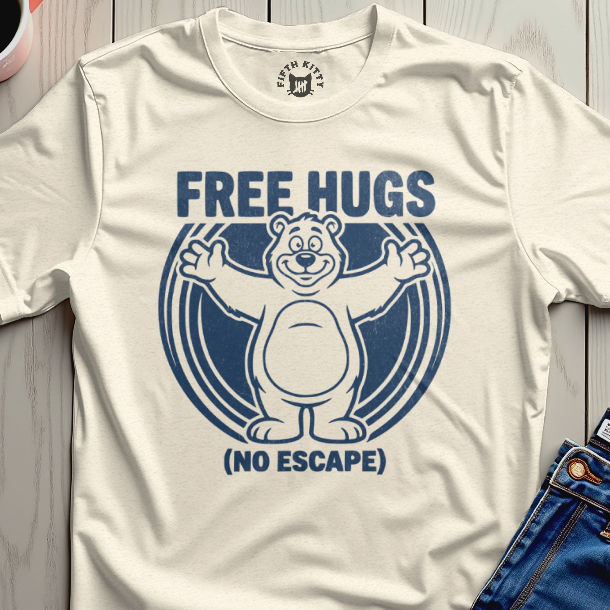 Free Hugs No Escape Bear Graphic T-Shirt