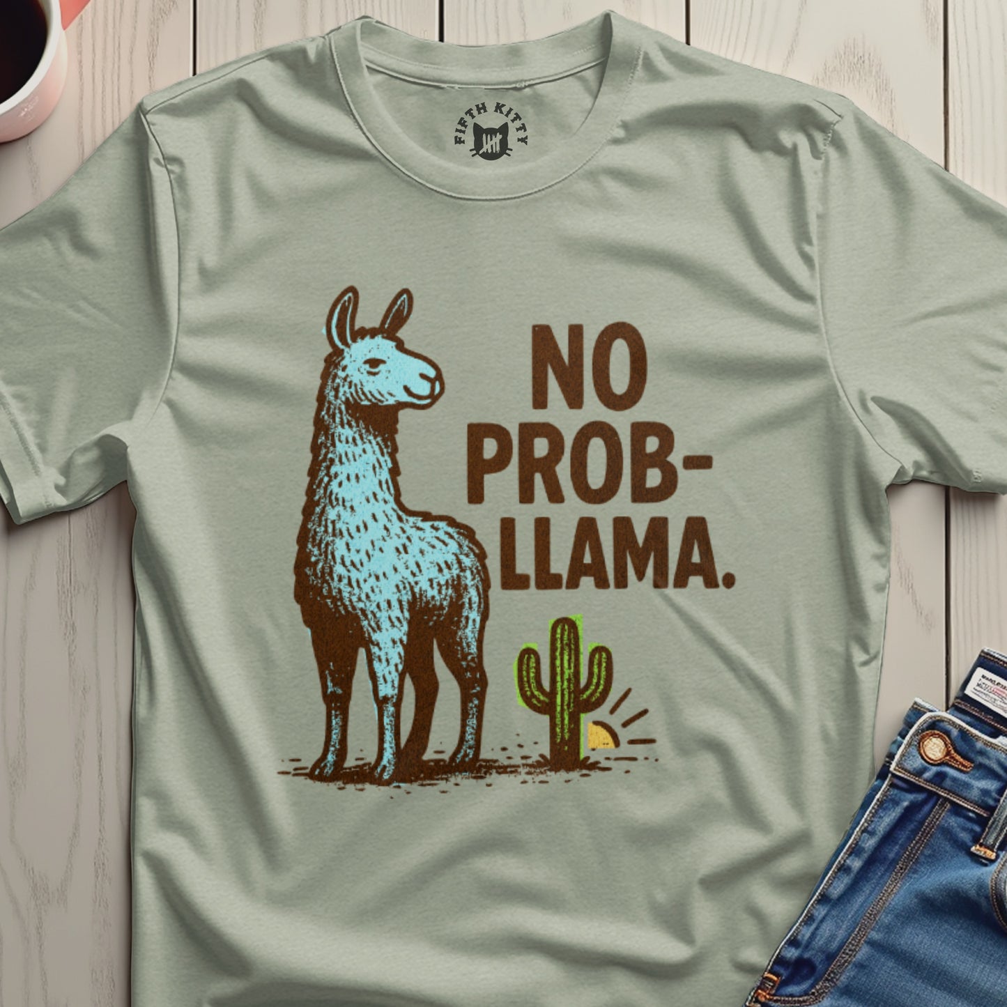 No Prob-llama Graphic Tee Fun Llama Themed Shirt