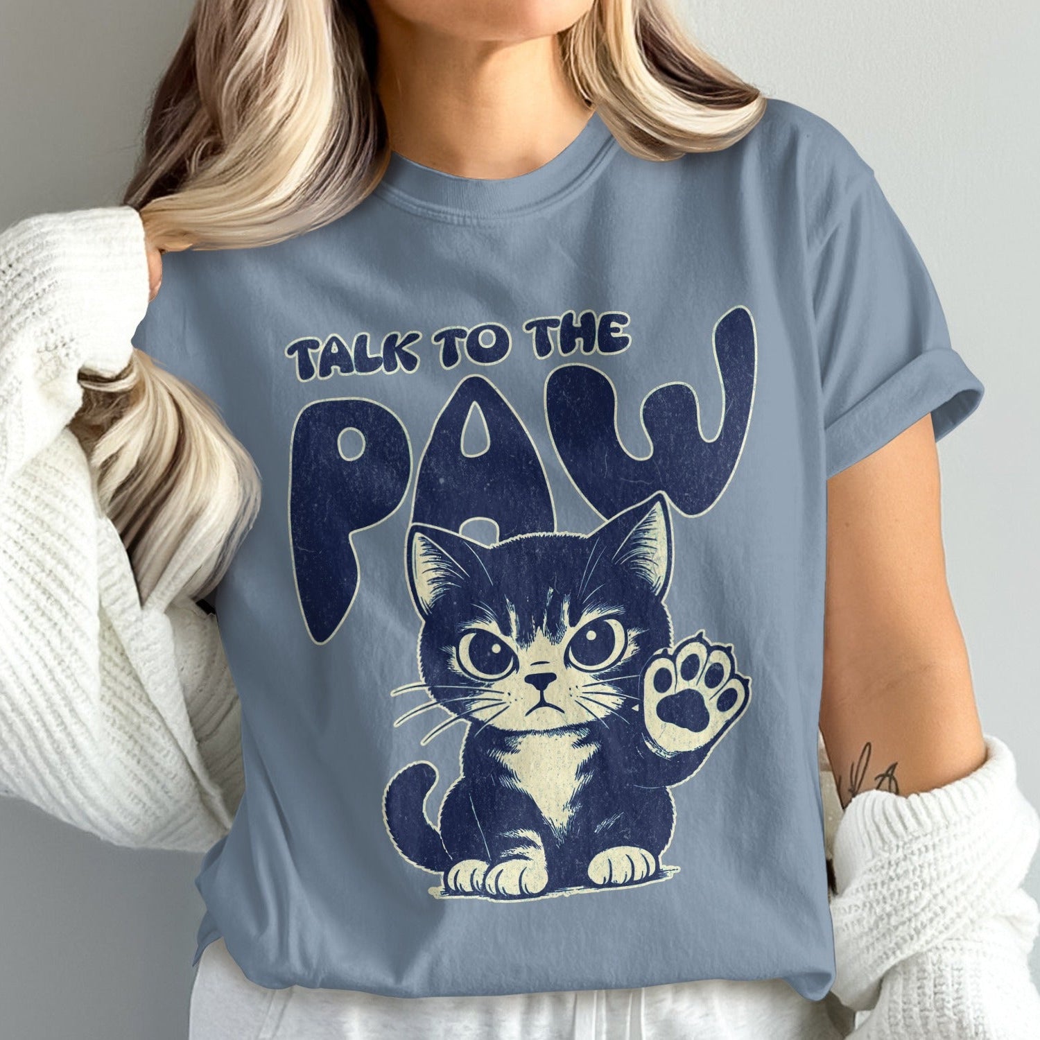 Talk to the Paw Vintage Cat Graphic T-Shirt product type