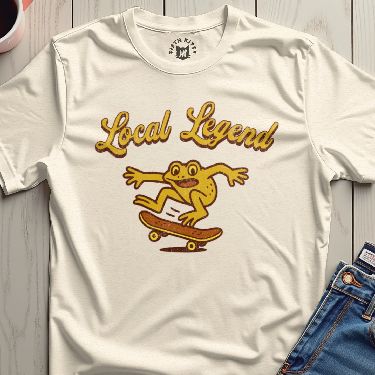 Retro Skateboarding Frog Graphic Local Legend Shirt