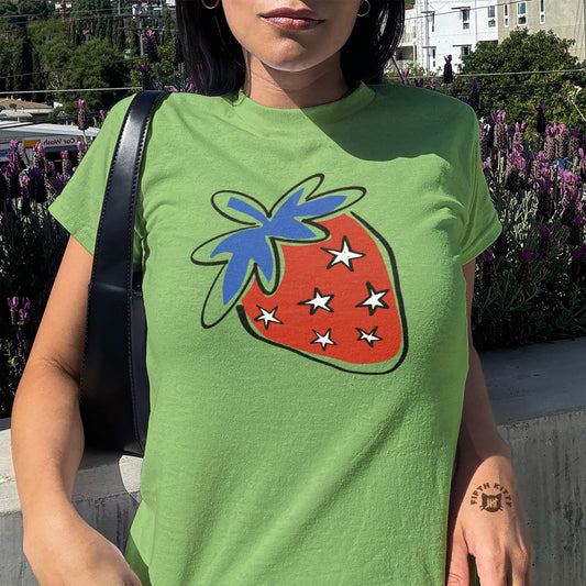 Trendy Green Strawberry Graphic T-Shirt product type