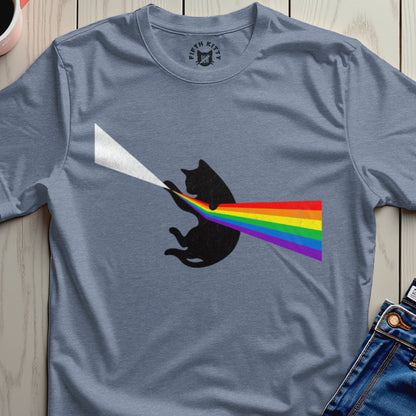 Black Cat Prism Rainbow Graphic T-Shirt for Cat Lovers