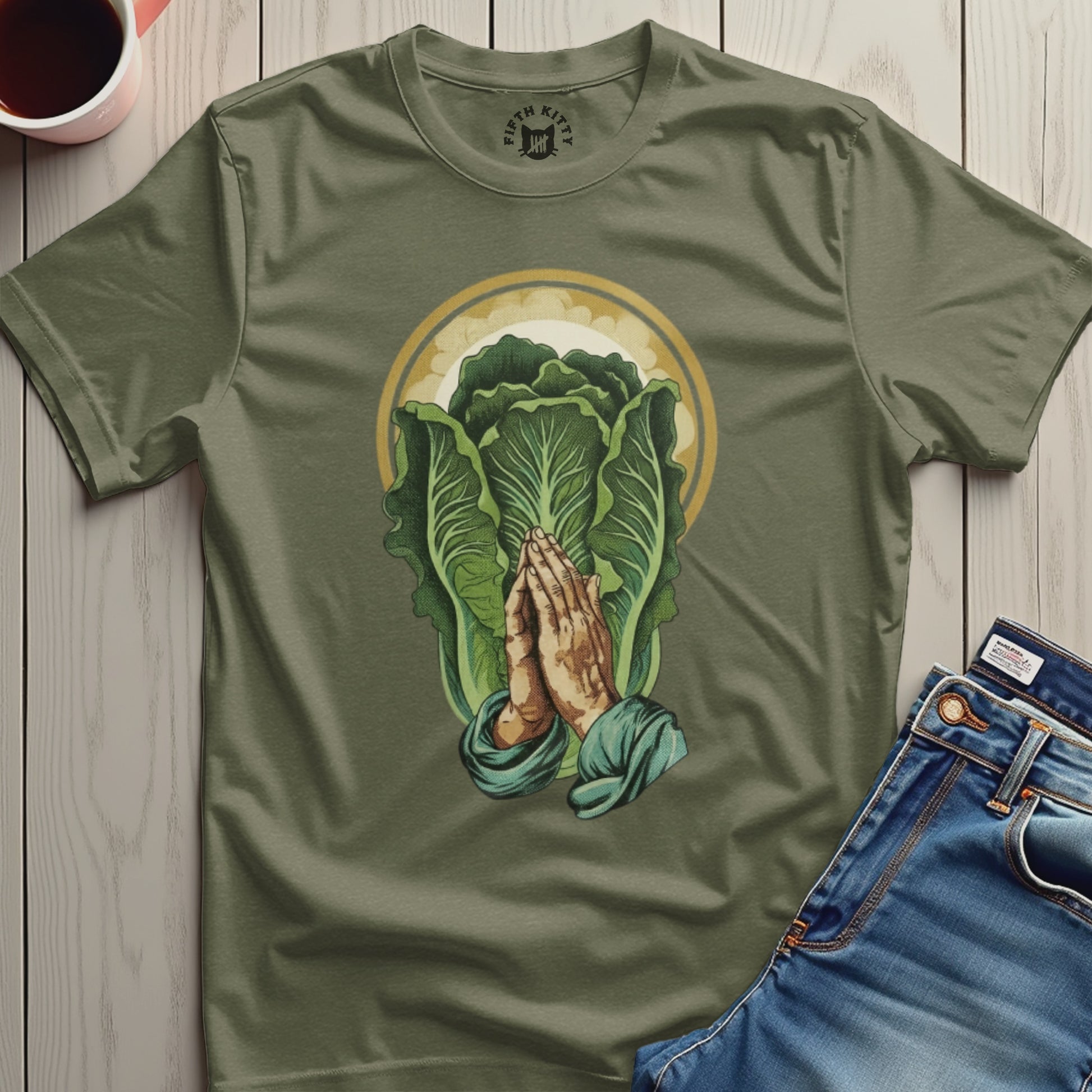 Praying Hands and Lettuce Graphic T-shirt product