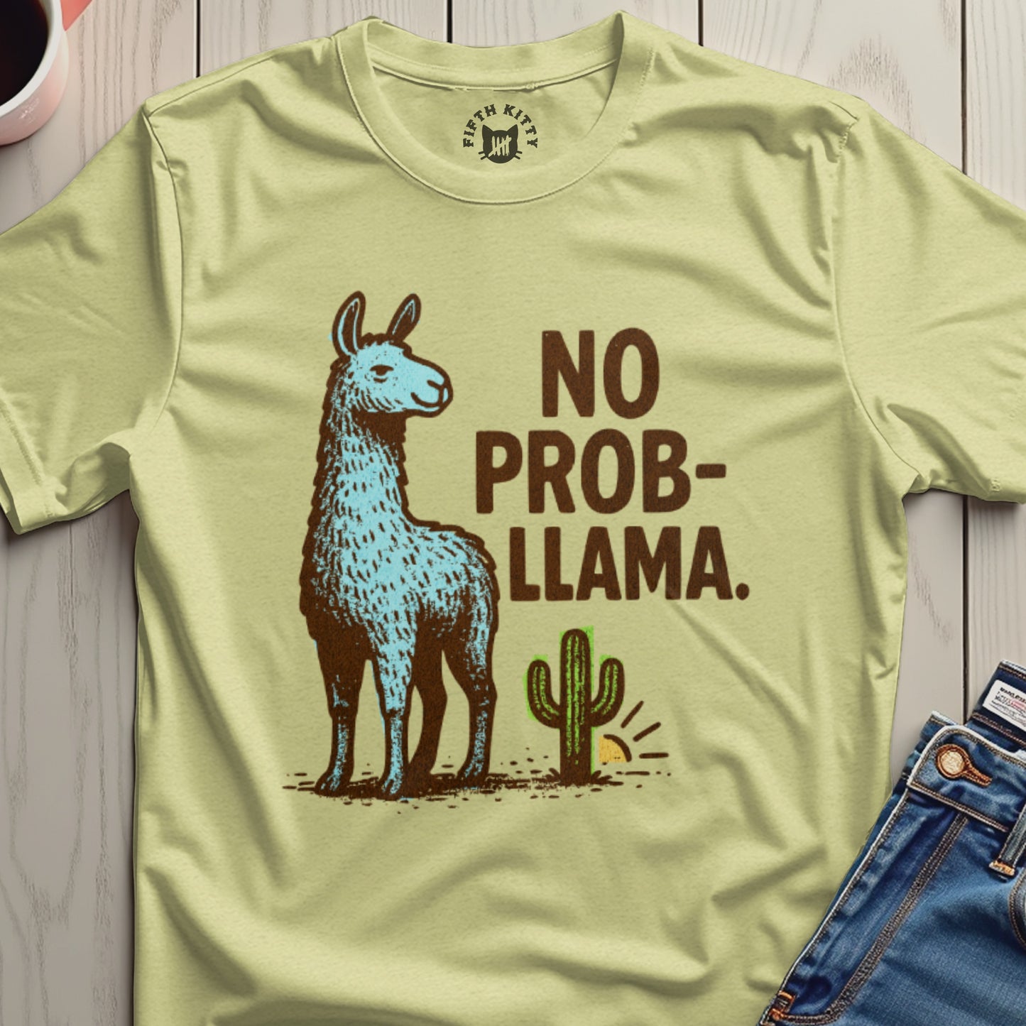 No Probllama Funny Graphic Llama Tee