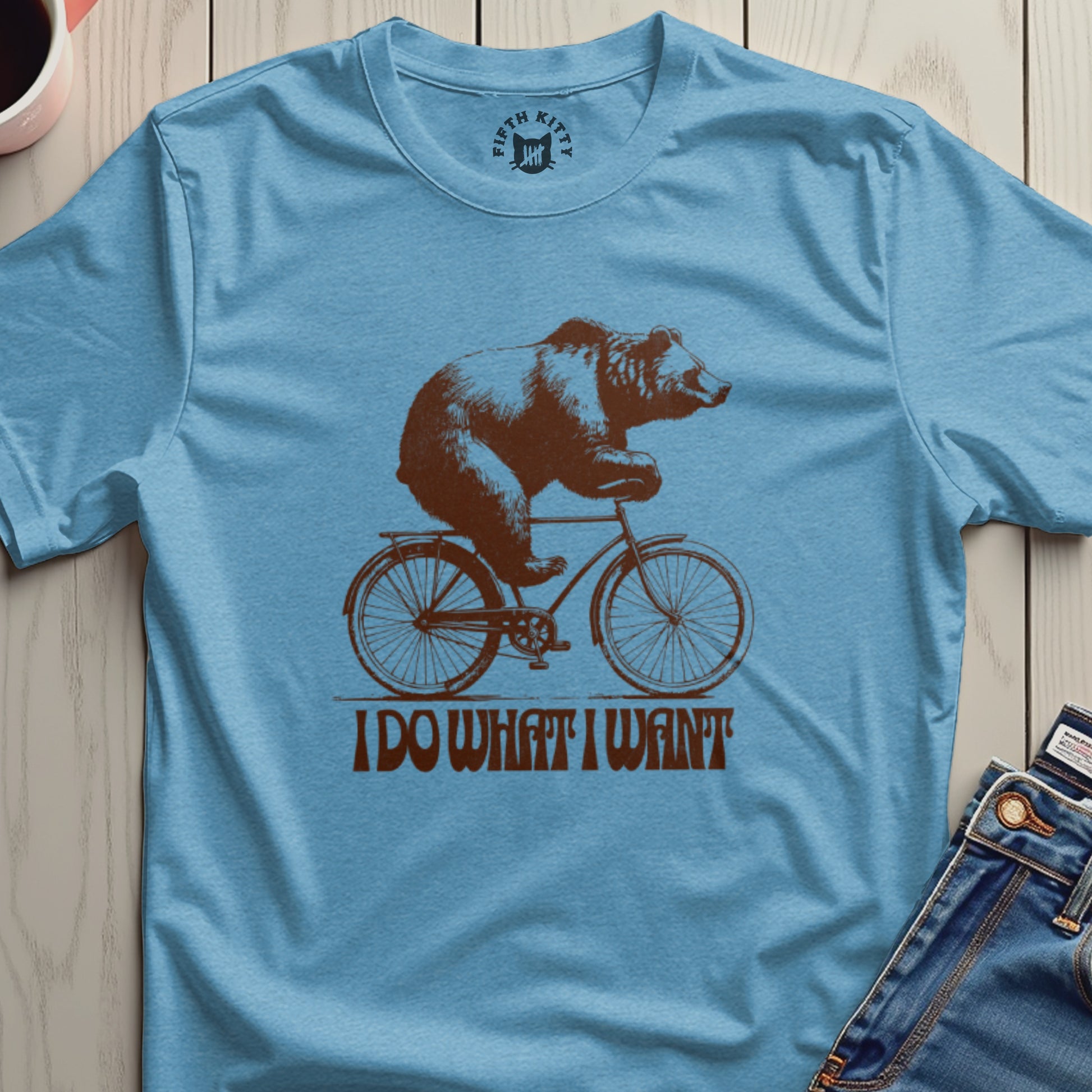 Funny Bear on Bicycle I Do What I Want T-Shirt