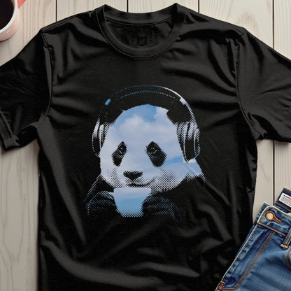Adorable Panda with Headphones Printed T-shirt