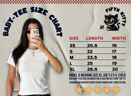 Fifth Kitty Baby Tee Size Chart for T-shirt product