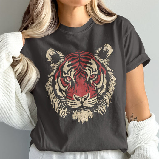 Fierce Tiger Print Graphic Tee Stylish Casual Shirt product type