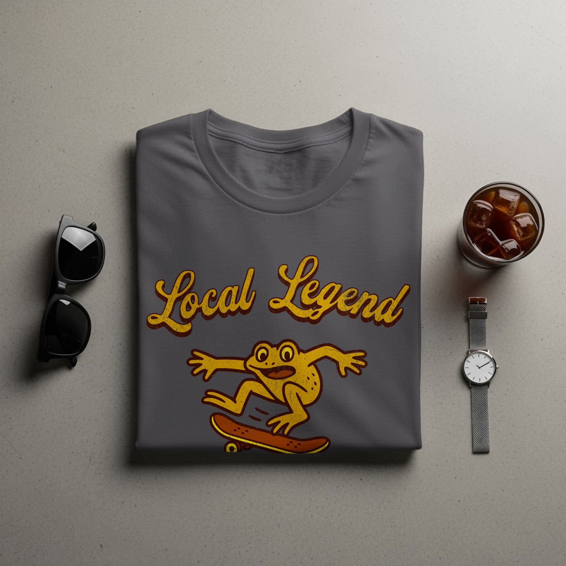 Local Legend Frog On Skateboard Graphic T-Shirt
