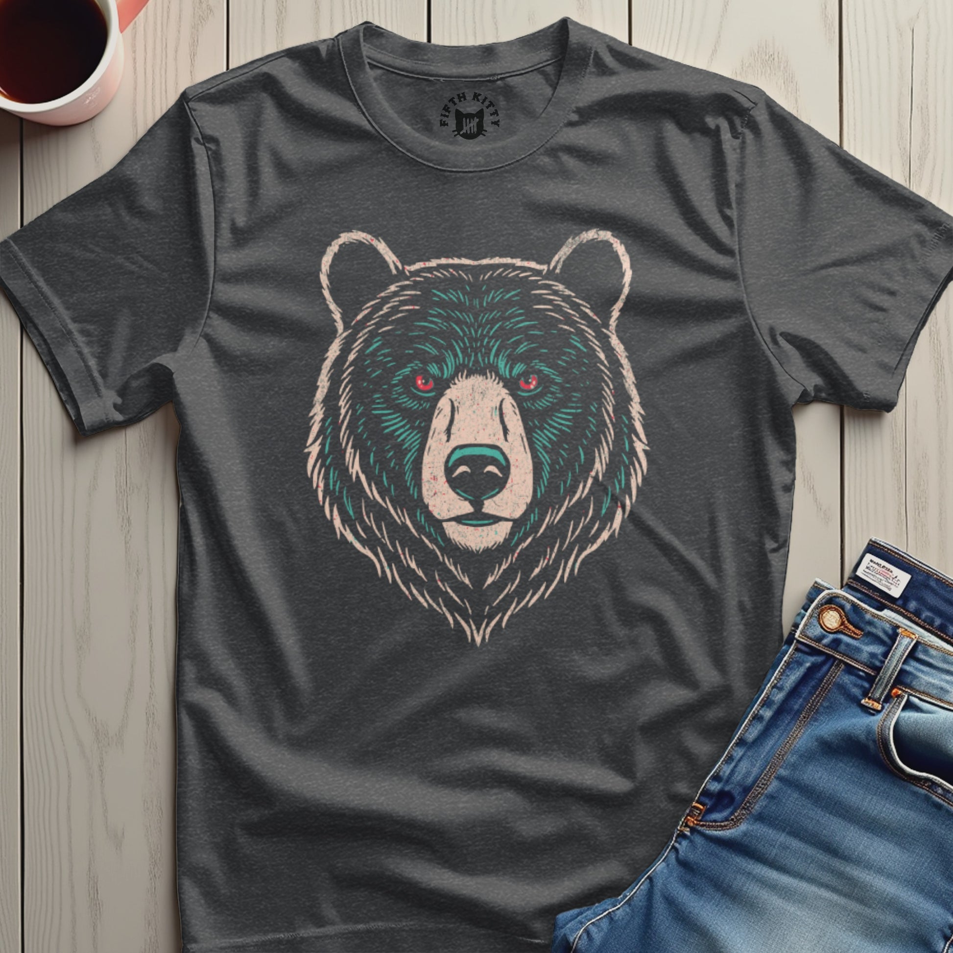 Fierce Bear Face Graphic T-Shirt Menswear Clothing product