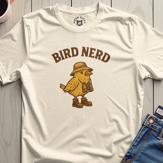 Bird Nerd Illustrated Tee with Cute Cartoon Bird