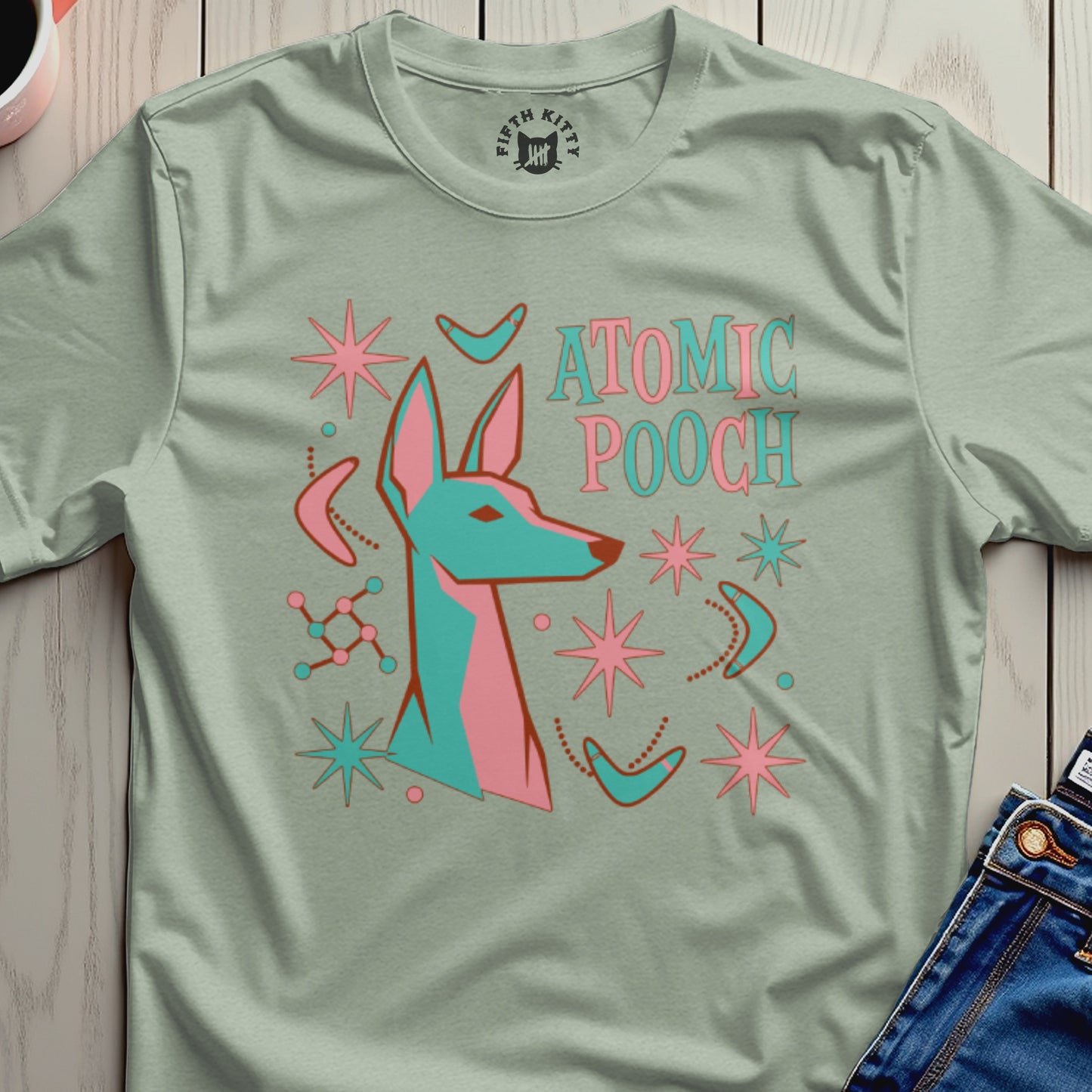 Retro Atomic Pooch Graphic T-Shirt for Dog Lovers