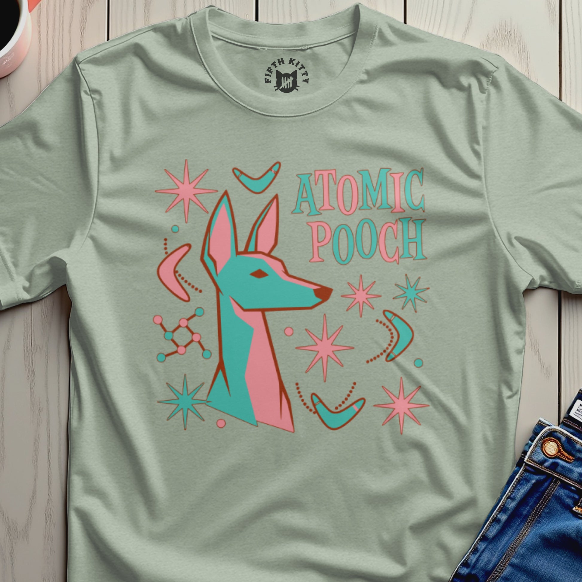 Retro Atomic Pooch Graphic T-Shirt for Dog Lovers