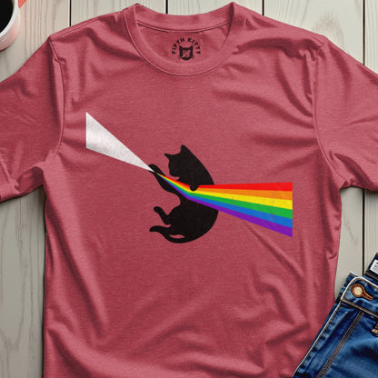 Rainbow Spectra Cat Design Printed T-shirt