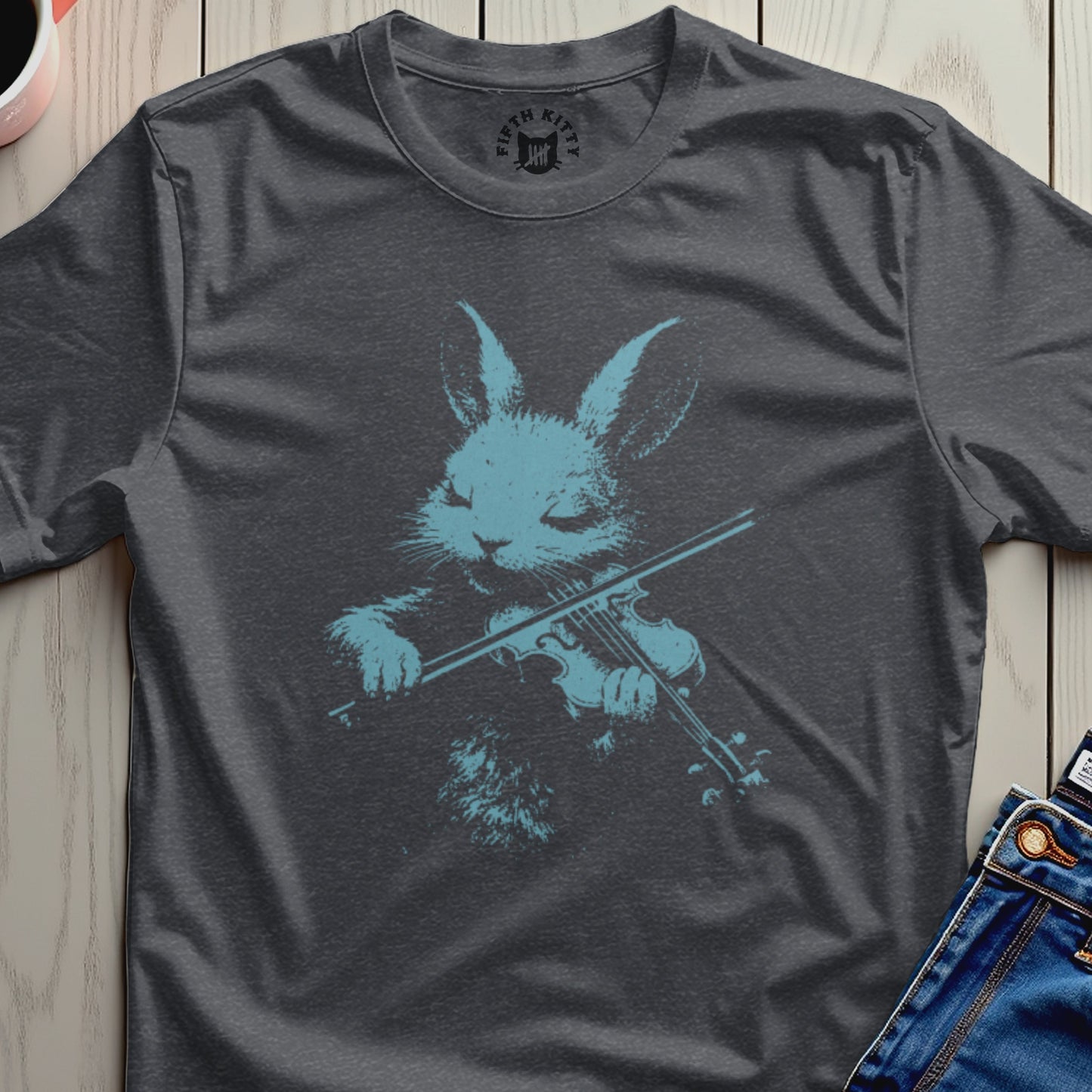Bunny Playing Violin Graphic T-shirt for Music Lovers