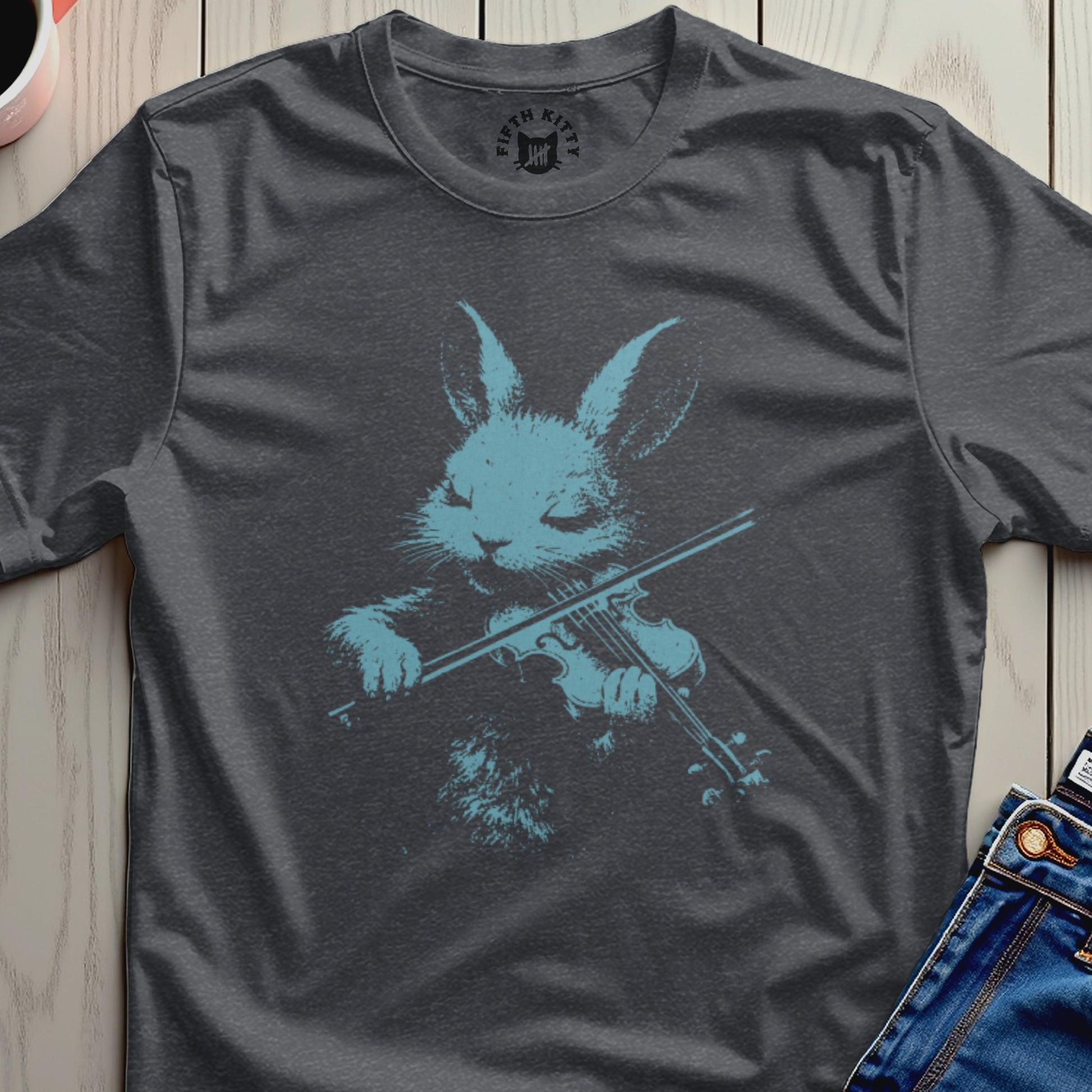 Bunny Playing Violin Graphic T-shirt for Music Lovers