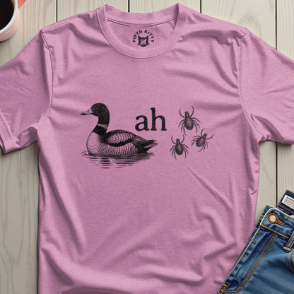Ah Duck and Three Spiders Print Graphic Shirt