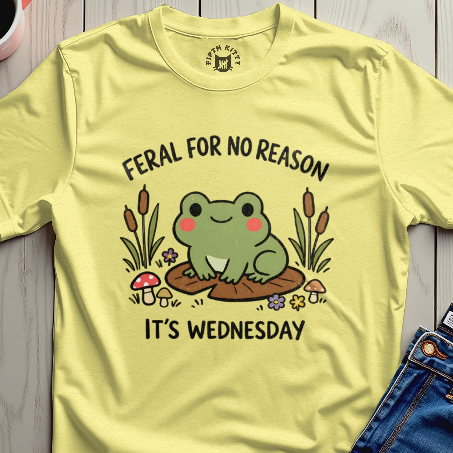 Feral For No Reason It's Wednesday Frog Cartoon product type