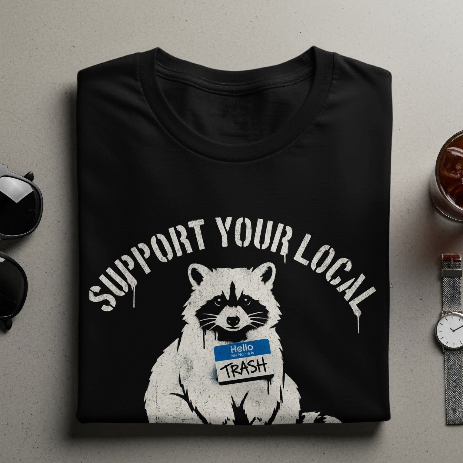 Support Your Local Raccoon Graphic Shirt Product