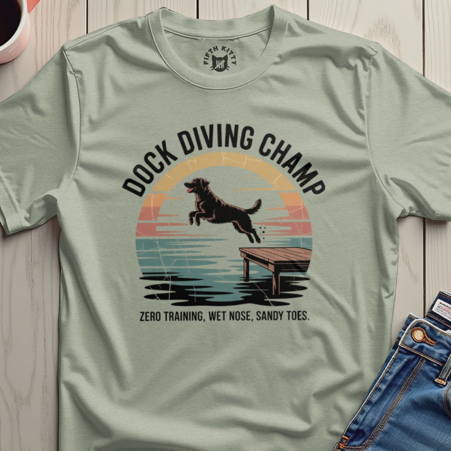Dock Diving Champ Zero Training Wet Nose Sandy Toes Shirt