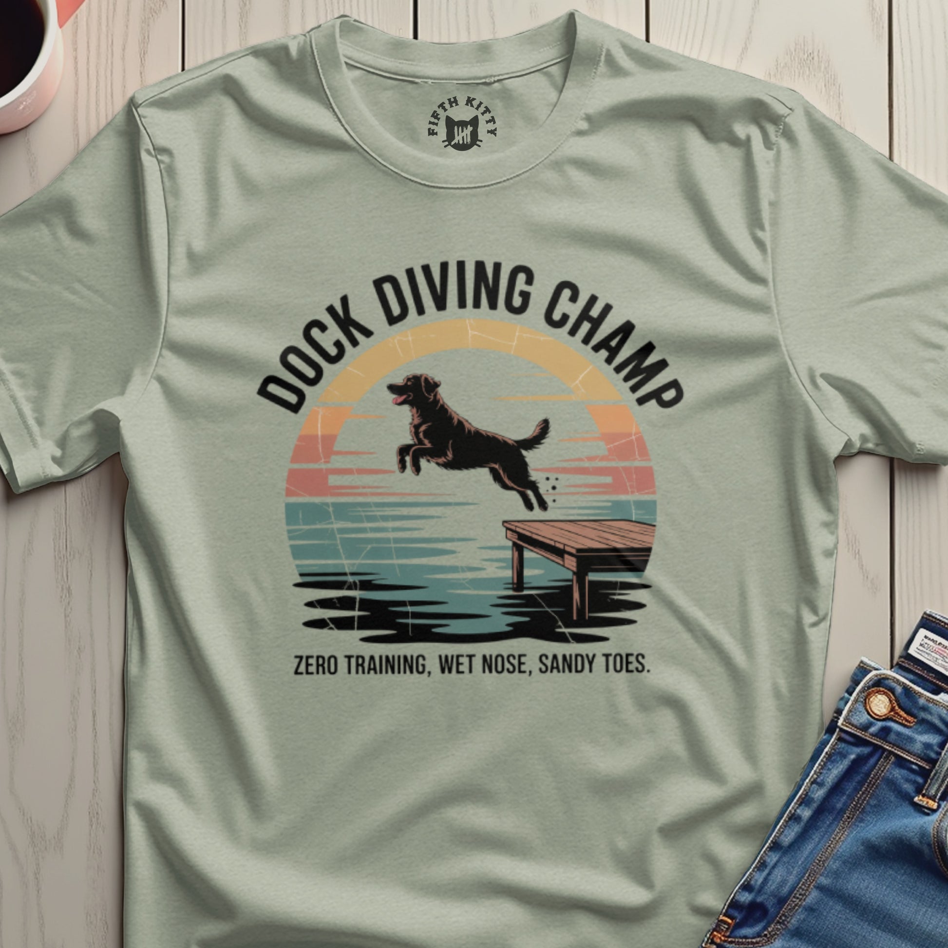 Dock Diving Champ Zero Training Wet Nose Sandy Toes Shirt