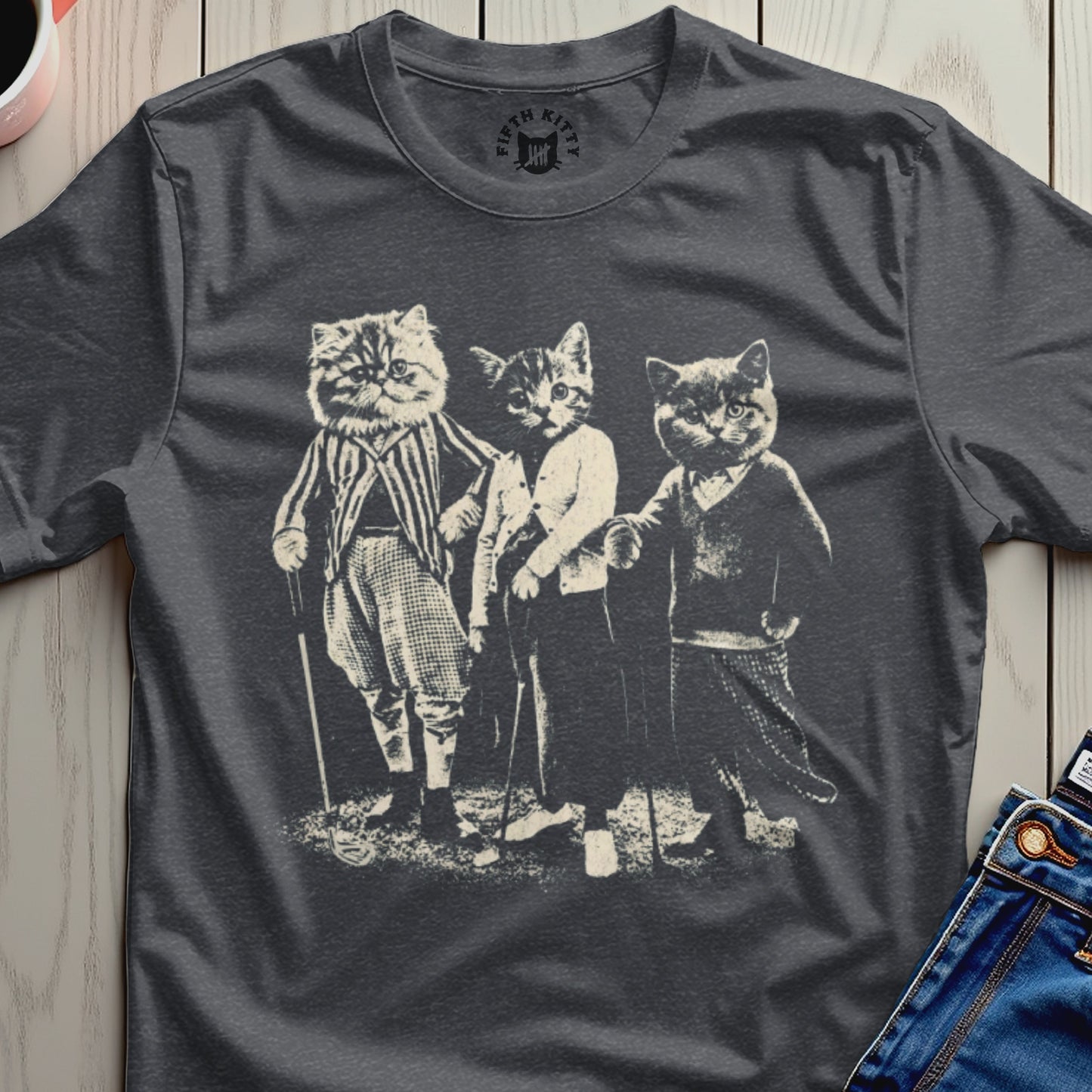 Vintage Style Cool Cats in Suits Graphic T-shirt