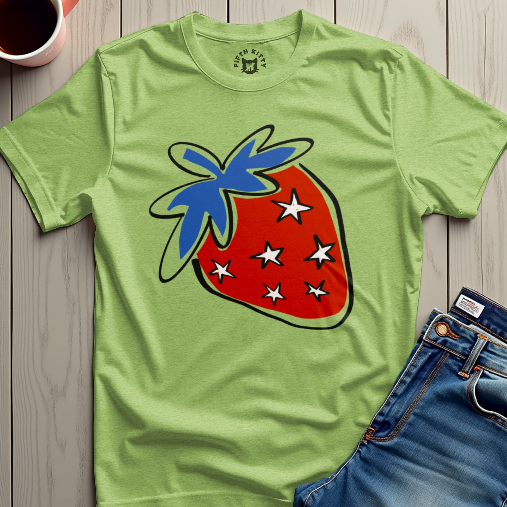Bright Strawberry Star Graphic Tee product type