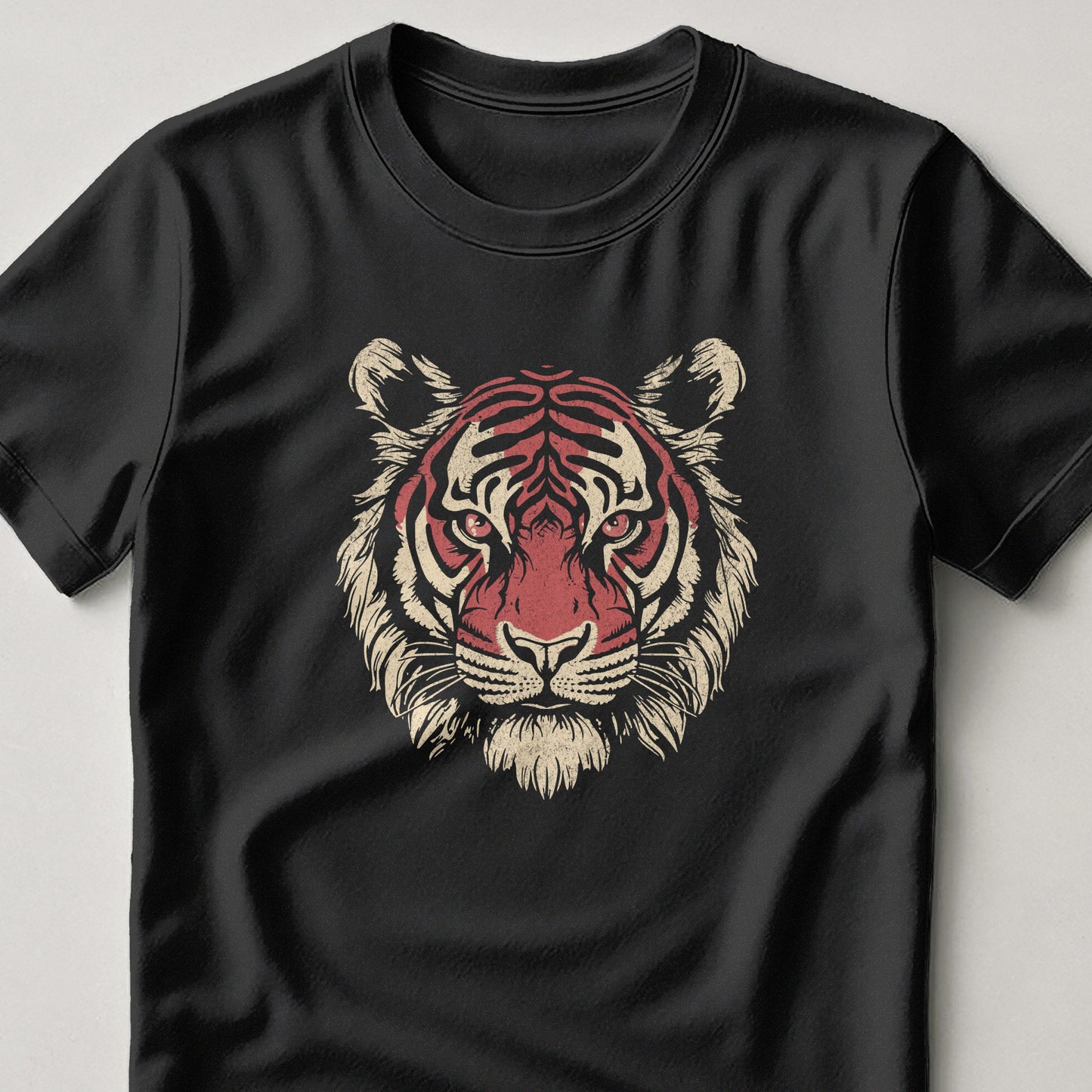 Fierce Tiger Face Graphic Black T-Shirt Fashion product