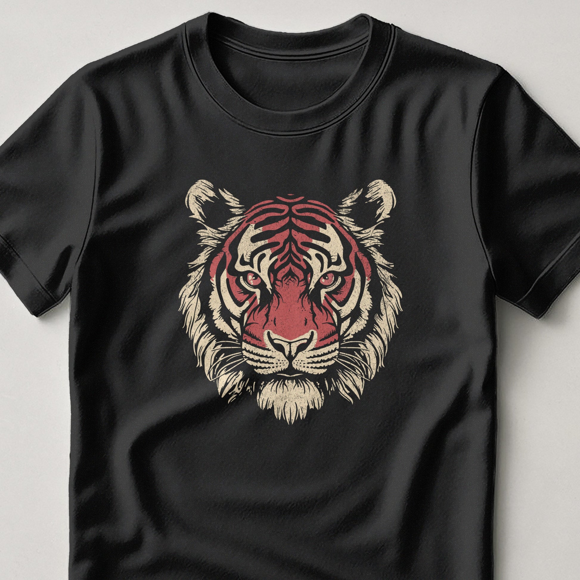 Fierce Tiger Face Graphic Black T-Shirt Fashion product