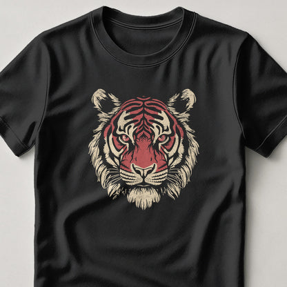 Fierce Tiger Face Graphic Black T-Shirt Fashion product