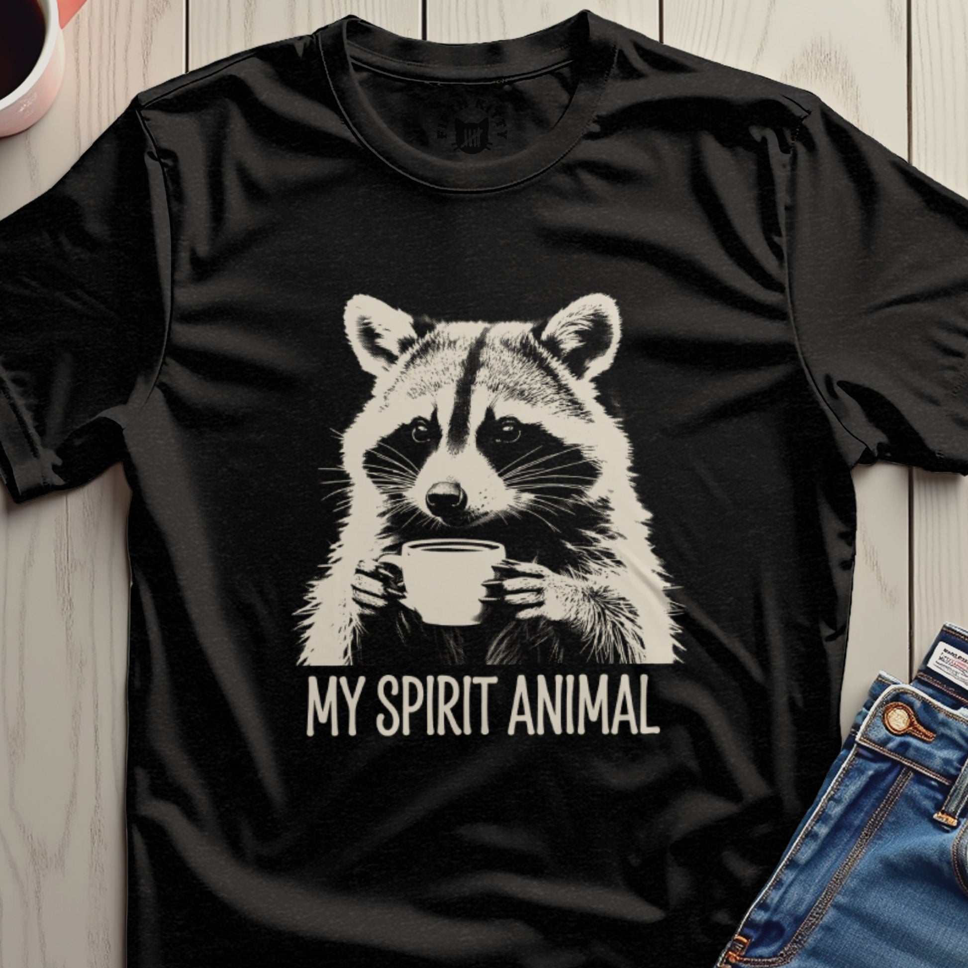 My Spirit Animal Raccoon Drinking Coffee Shirt