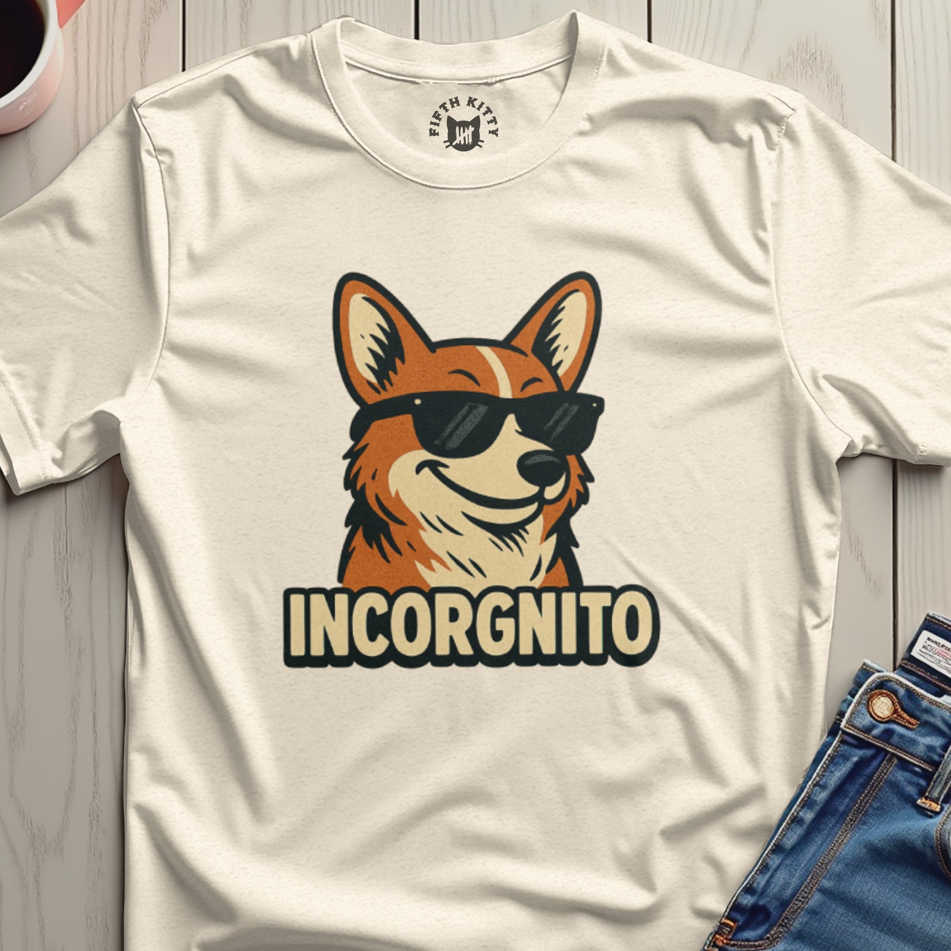Funny Incorgnito Corgi Wearing Sunglasses T-shirt