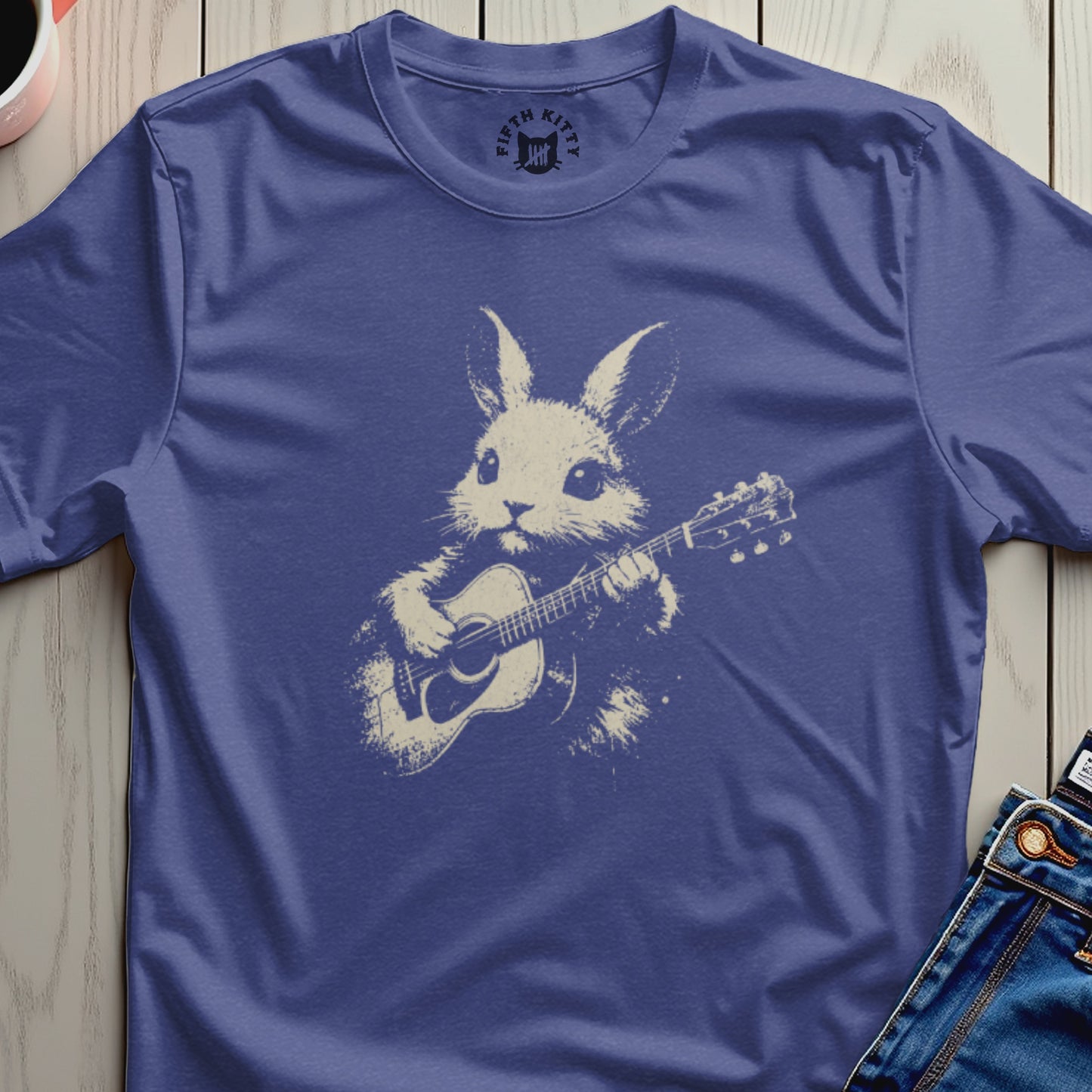 FIFTH KITTY Rabbit Guitar Music T-Shirt product type