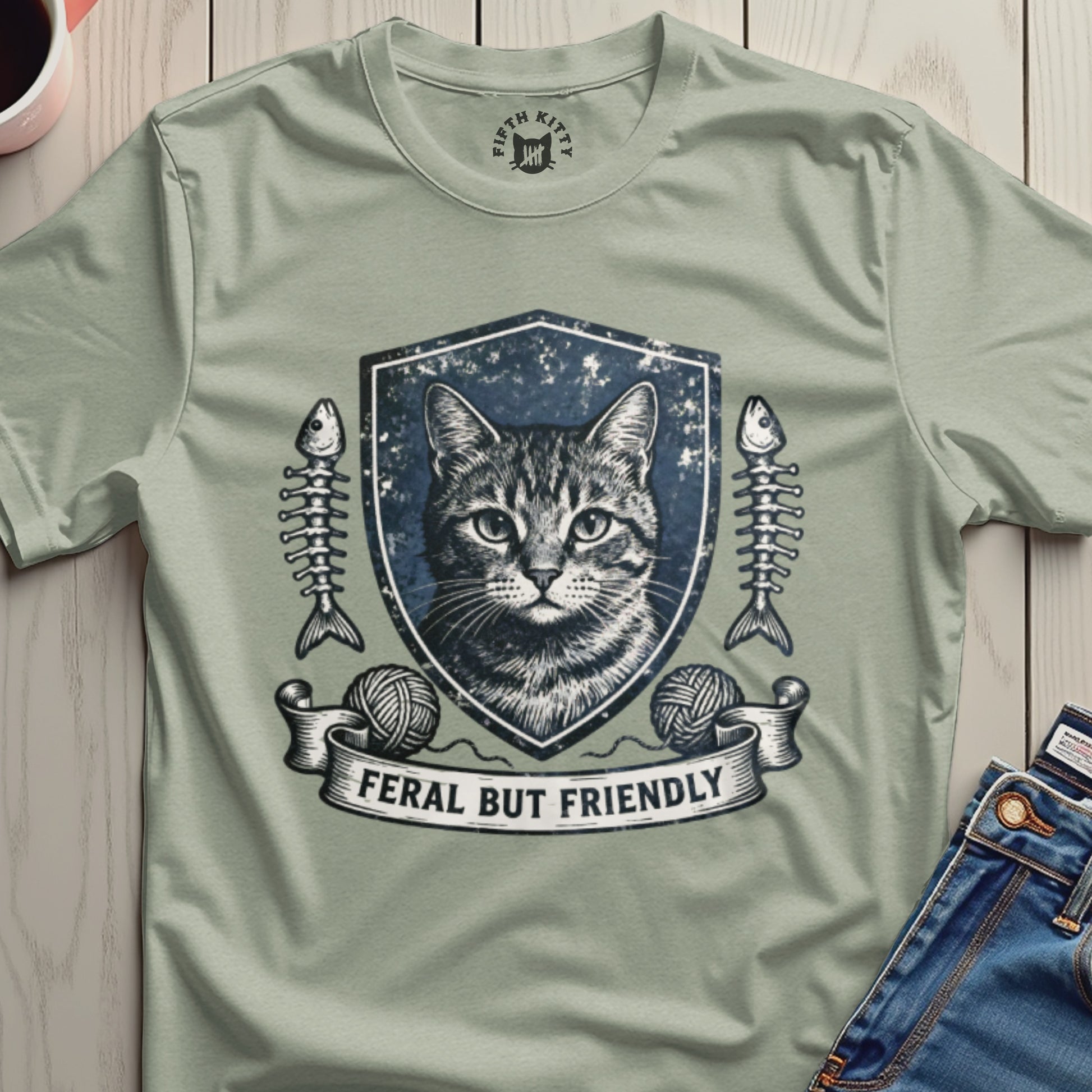 Feral But Friendly Cat Graphic Shirt Bestseller