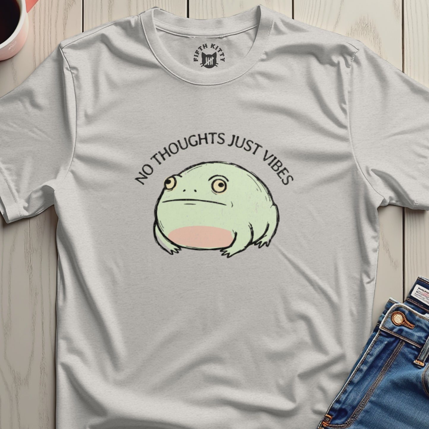 No Thoughts Just Vibes Frog Graphic T-Shirt