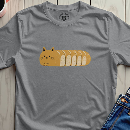 Cartoon cat loaf with "Fifth Kitty" logo on gray t-shirt.