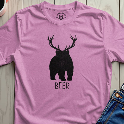 Pink Antlered Bear Beer T-shirt product type