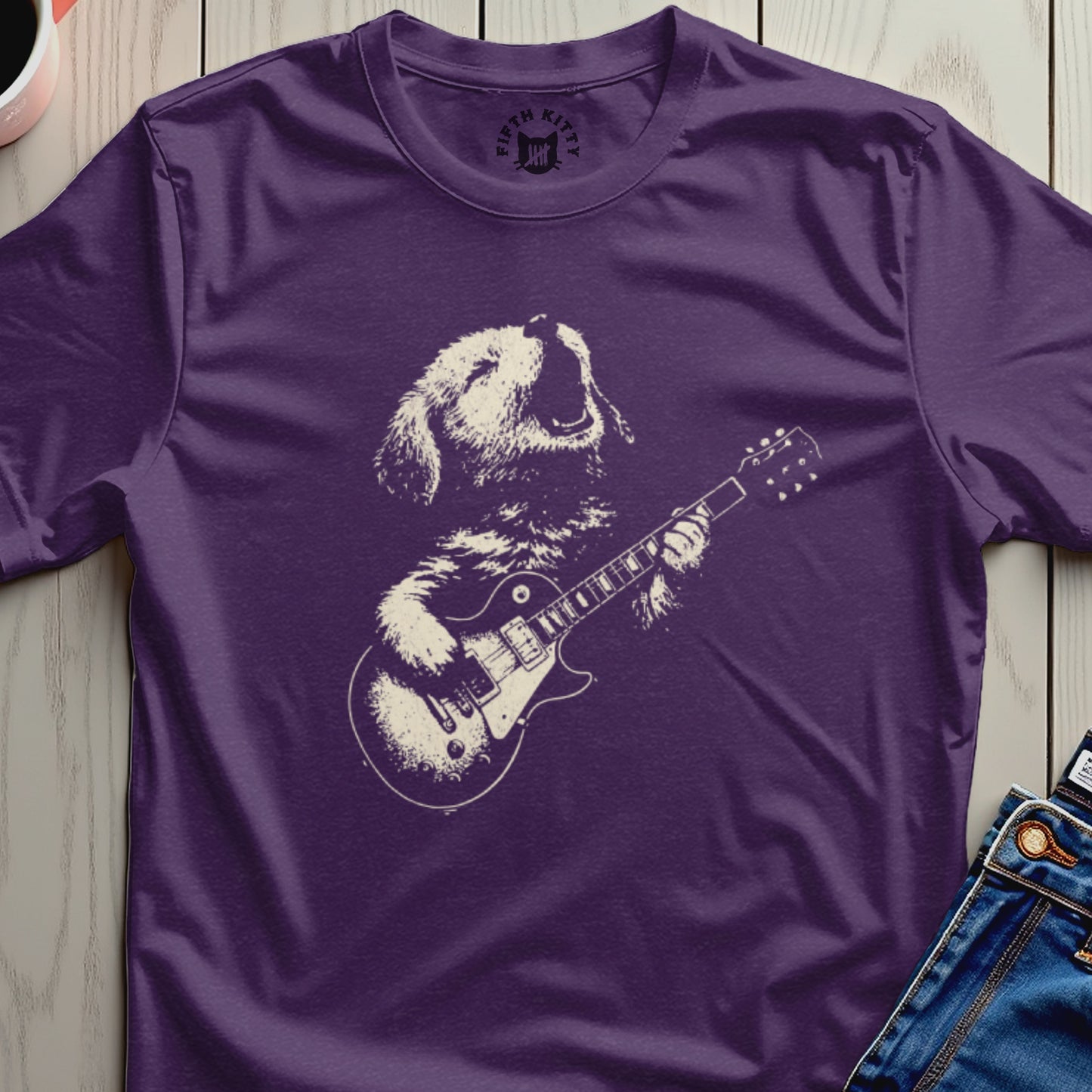FIFTH KITTY Purple Dog Playing Guitar Rock Star product type