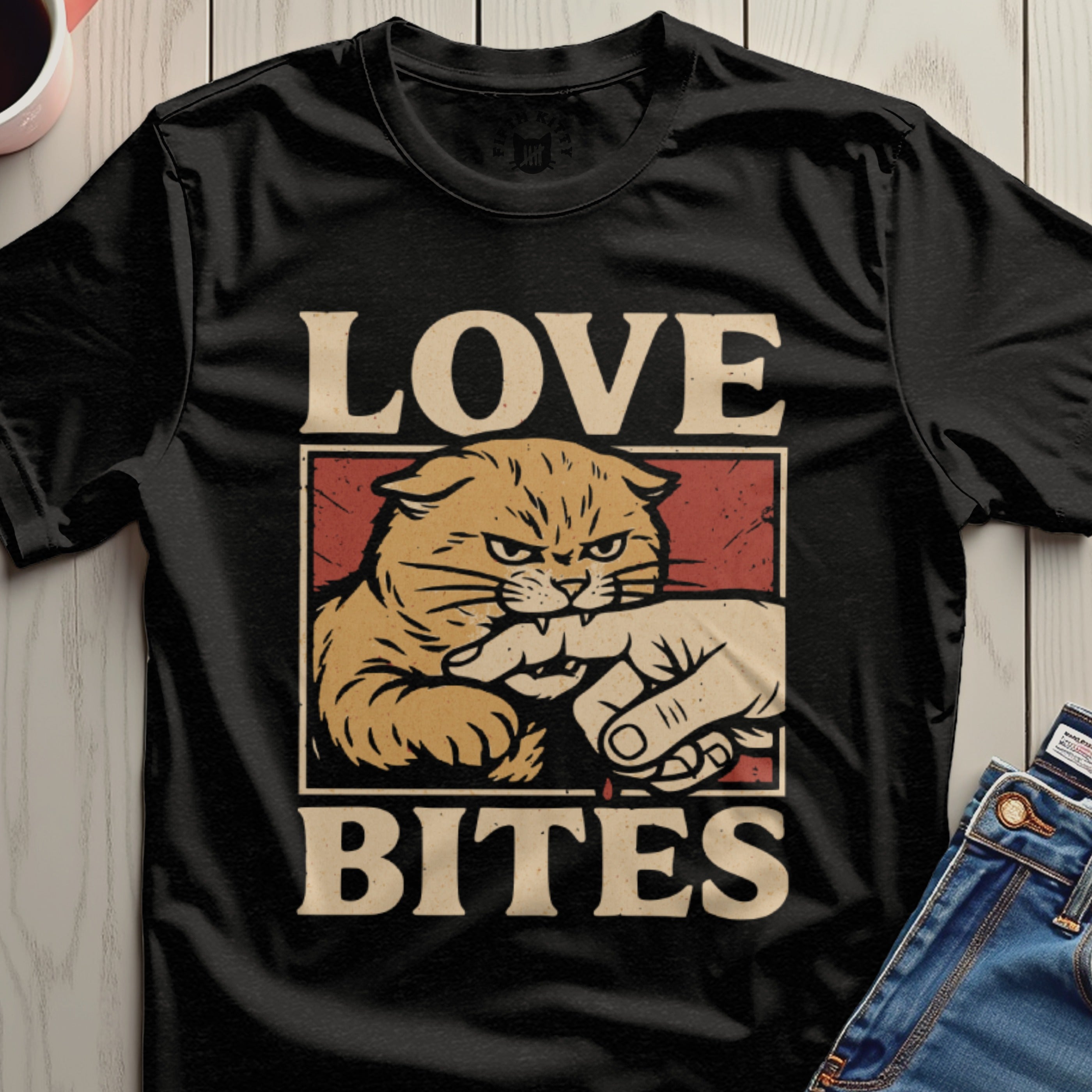 Love Bites T-Shirt | Funny Sarcastic Cat Vintage Graphic Tee
