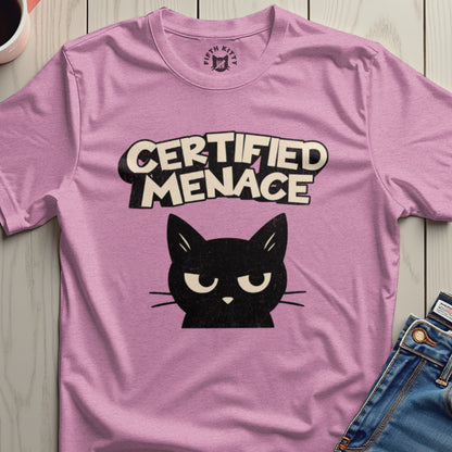 Certified Menace Cute Cat Graphic T-shirt
