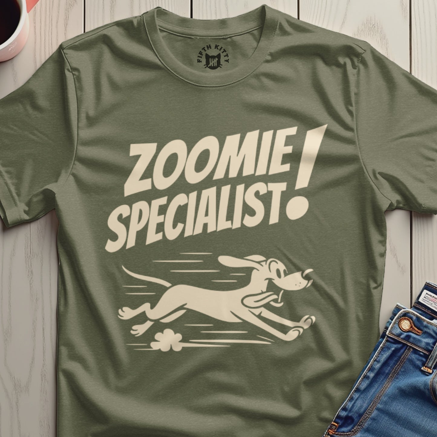 Zoomie Specialist Shirt with Fun Cartoon Dog Design