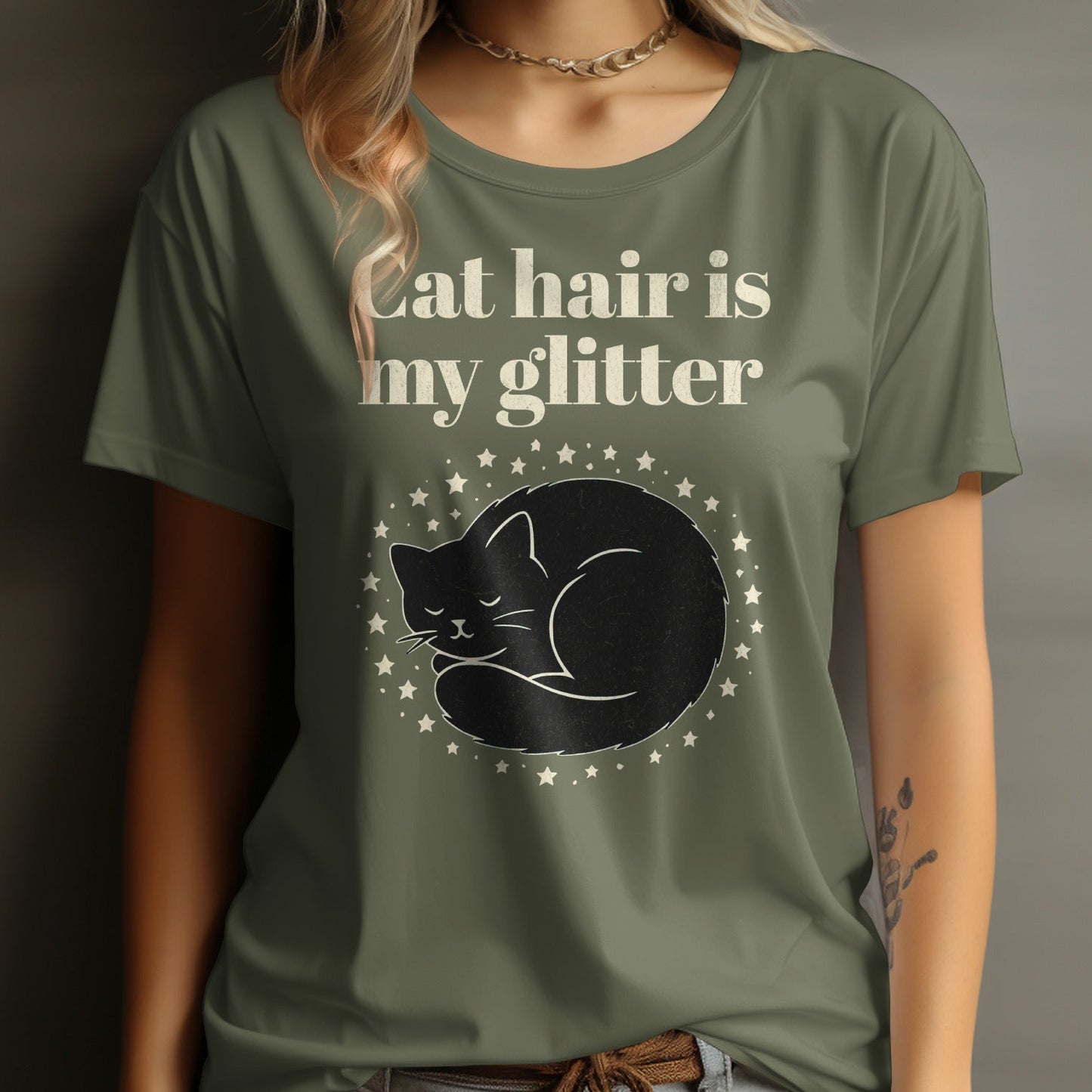 Cat Hair Is My Glitter Printed T-Shirt product type
