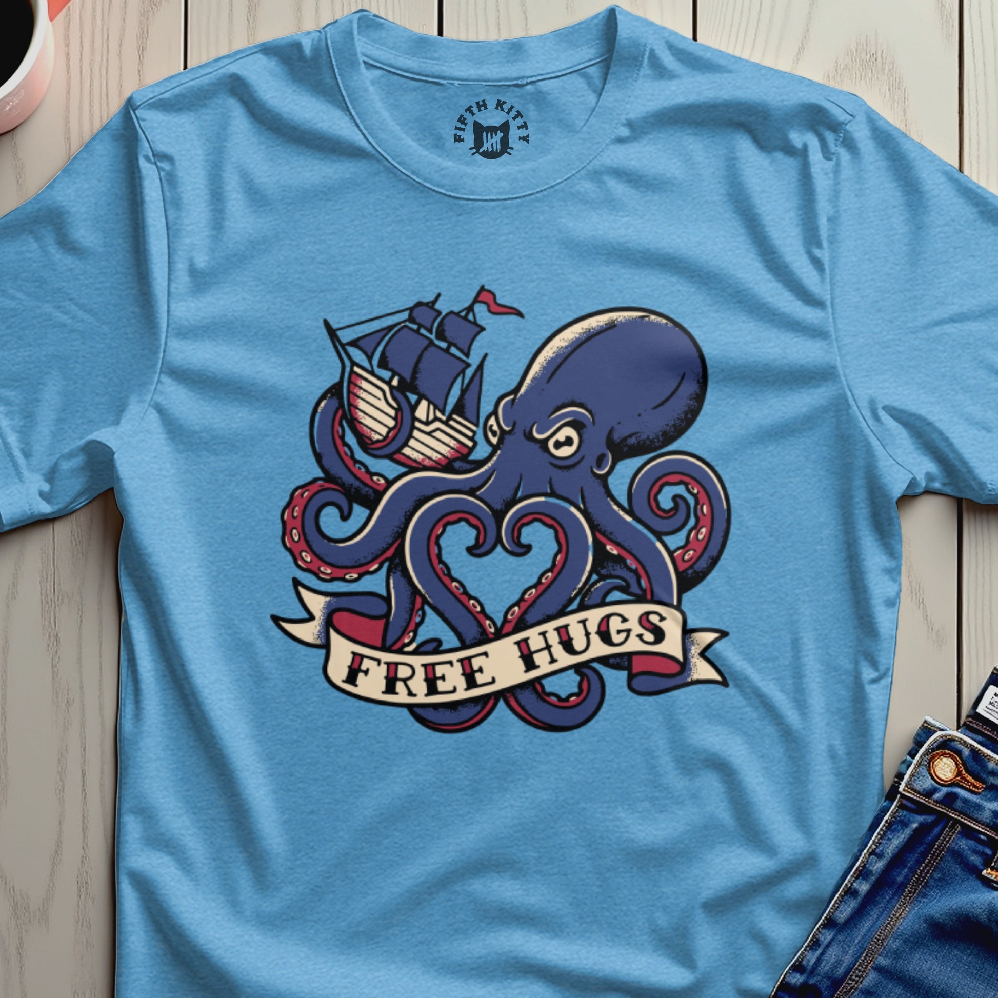 Free Hugs Octopus Graphic T-Shirt
