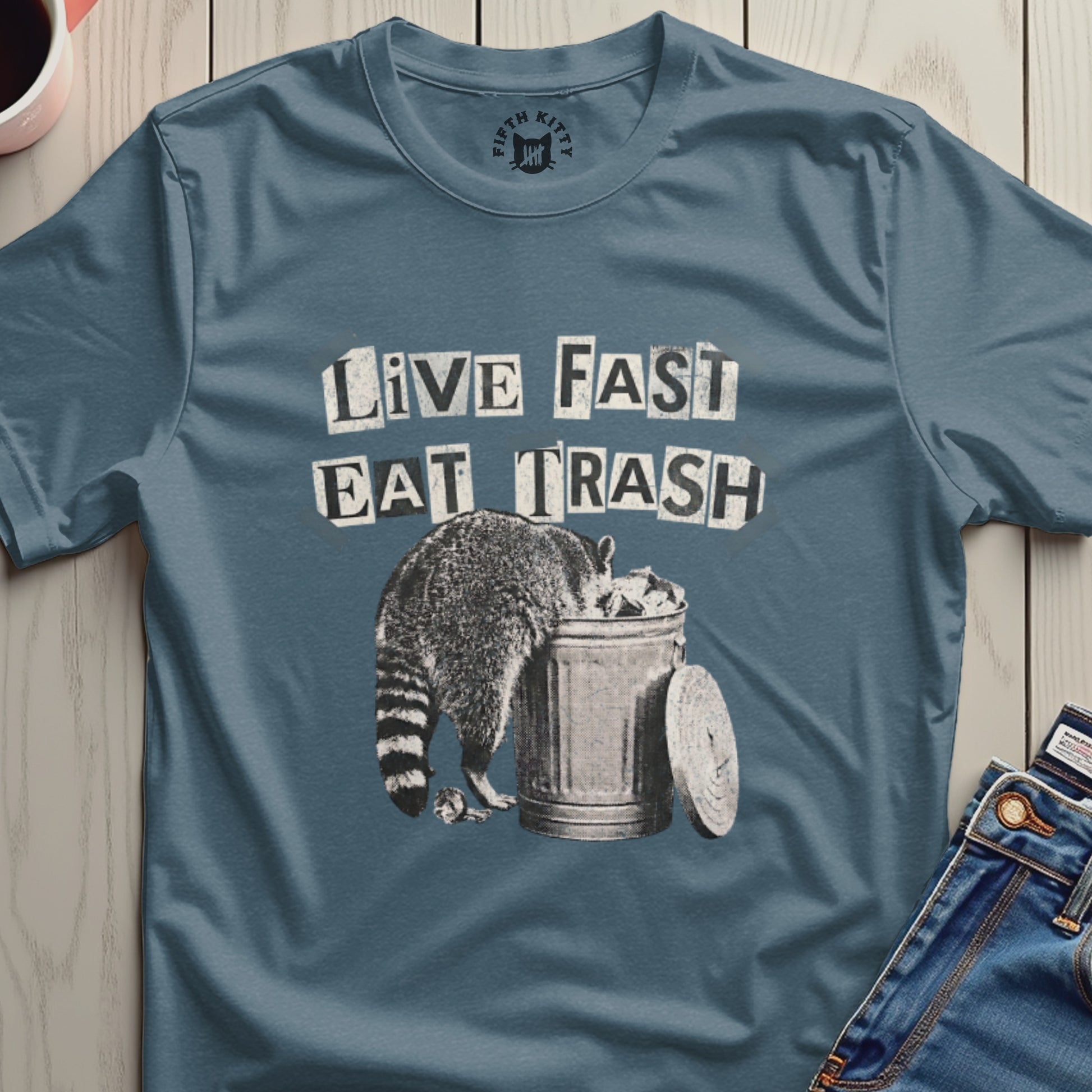 Live Fast Eat Trash Raccoon T-Shirt for Animal Lovers