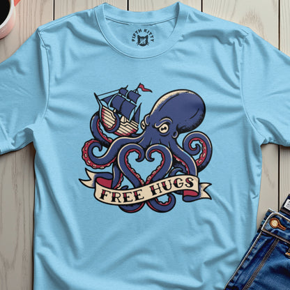 Free Hugs Octopus and Ship Graphic T-Shirt